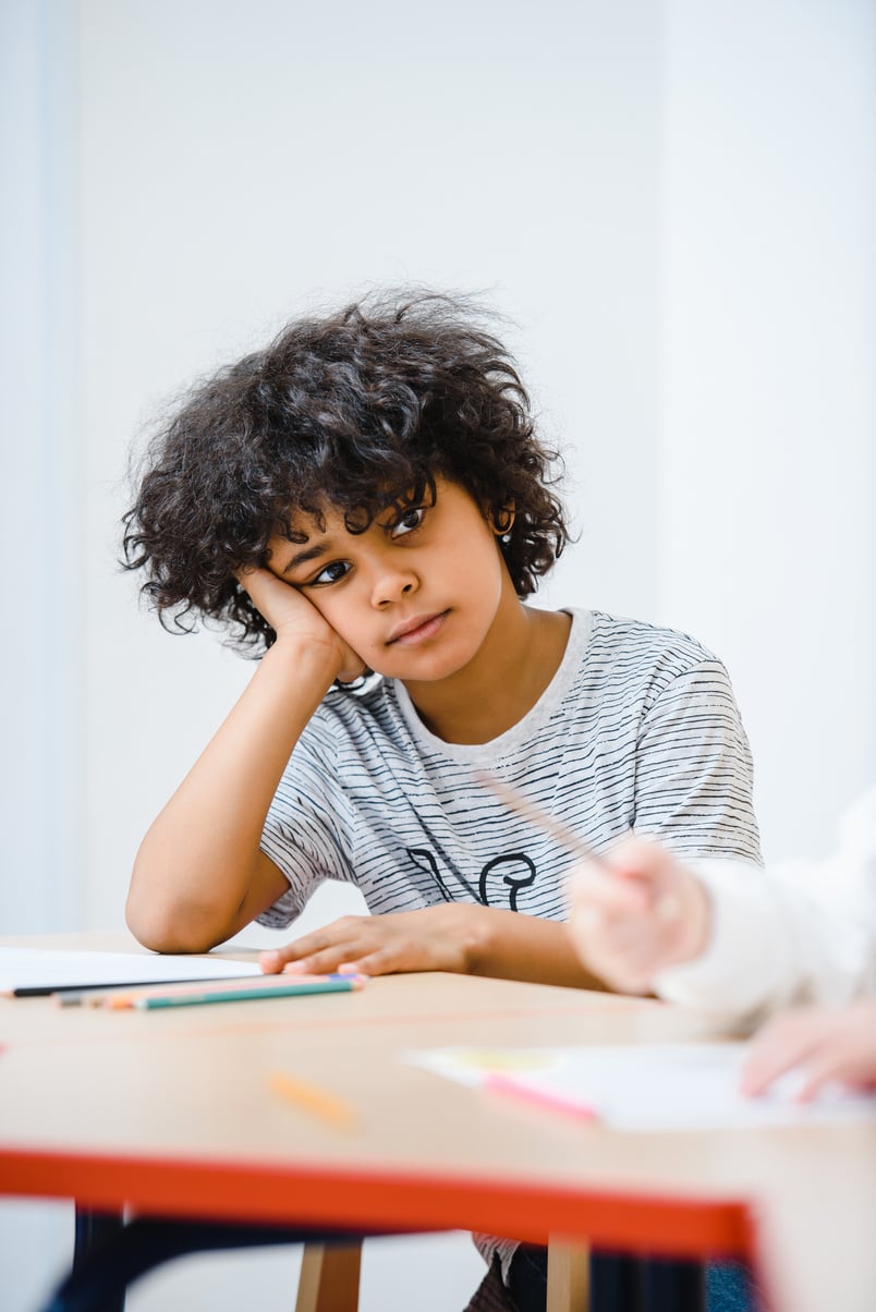 A Child Leaning on the Table